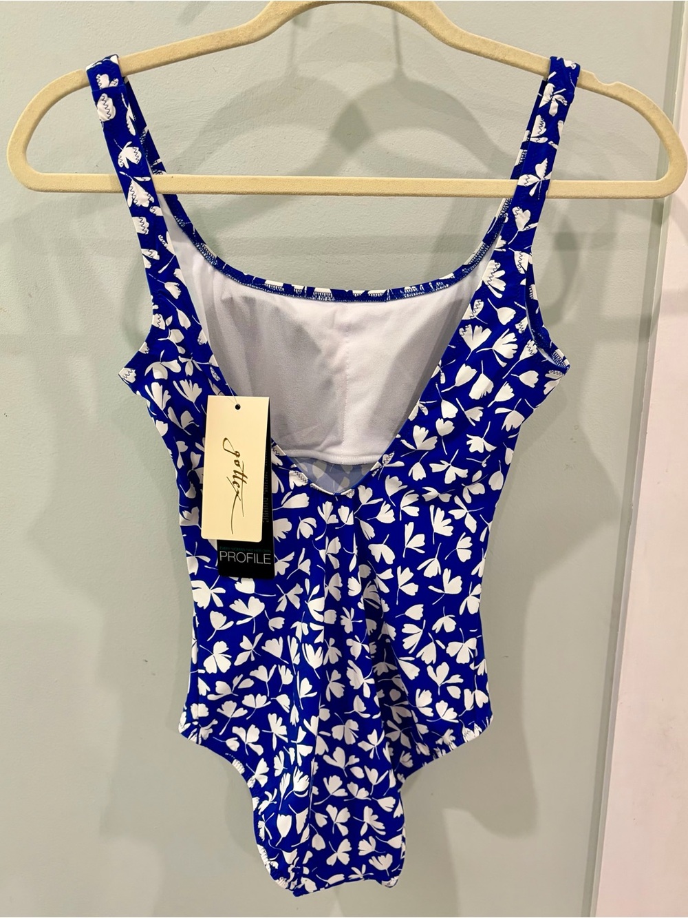 NWT Profile by Gottex wmns 6 indigo & white floral bathingsuit one piece